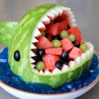 Toothsome Treat: Make a Shark Fruit Bowl from a Watermelon