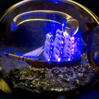 This Modern Ship in a Bottle Is Lit with LEDs and Fiber Optics