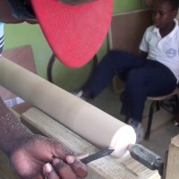 Turning Bats on a Human-Powered Lathe in the Dominican Republic