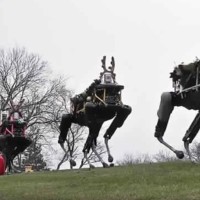 Santa and a Sleigh of Three Tiny Robo-Reindeer