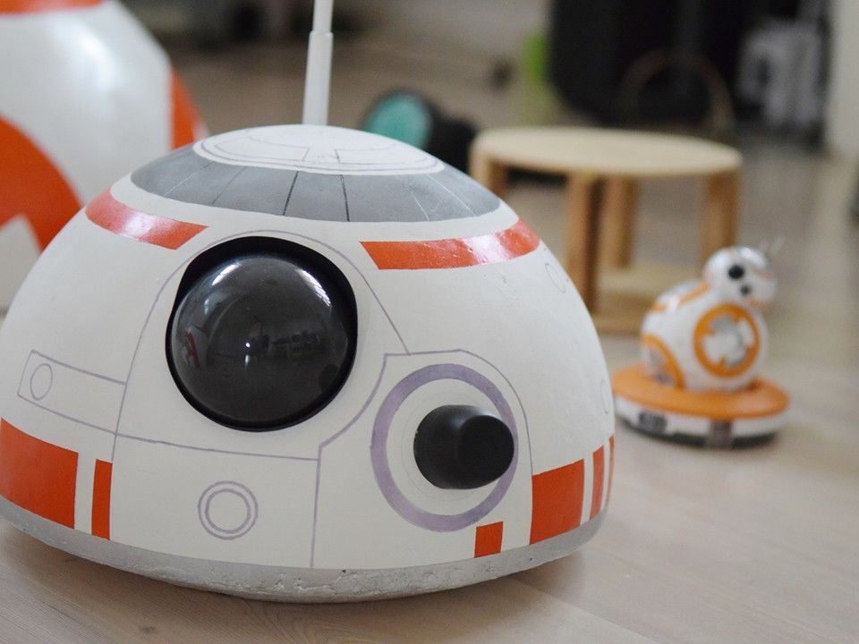 Kid Builds BB-8 Robot Out Of Beach Ball, Deodorant Rollers, Speaker ...