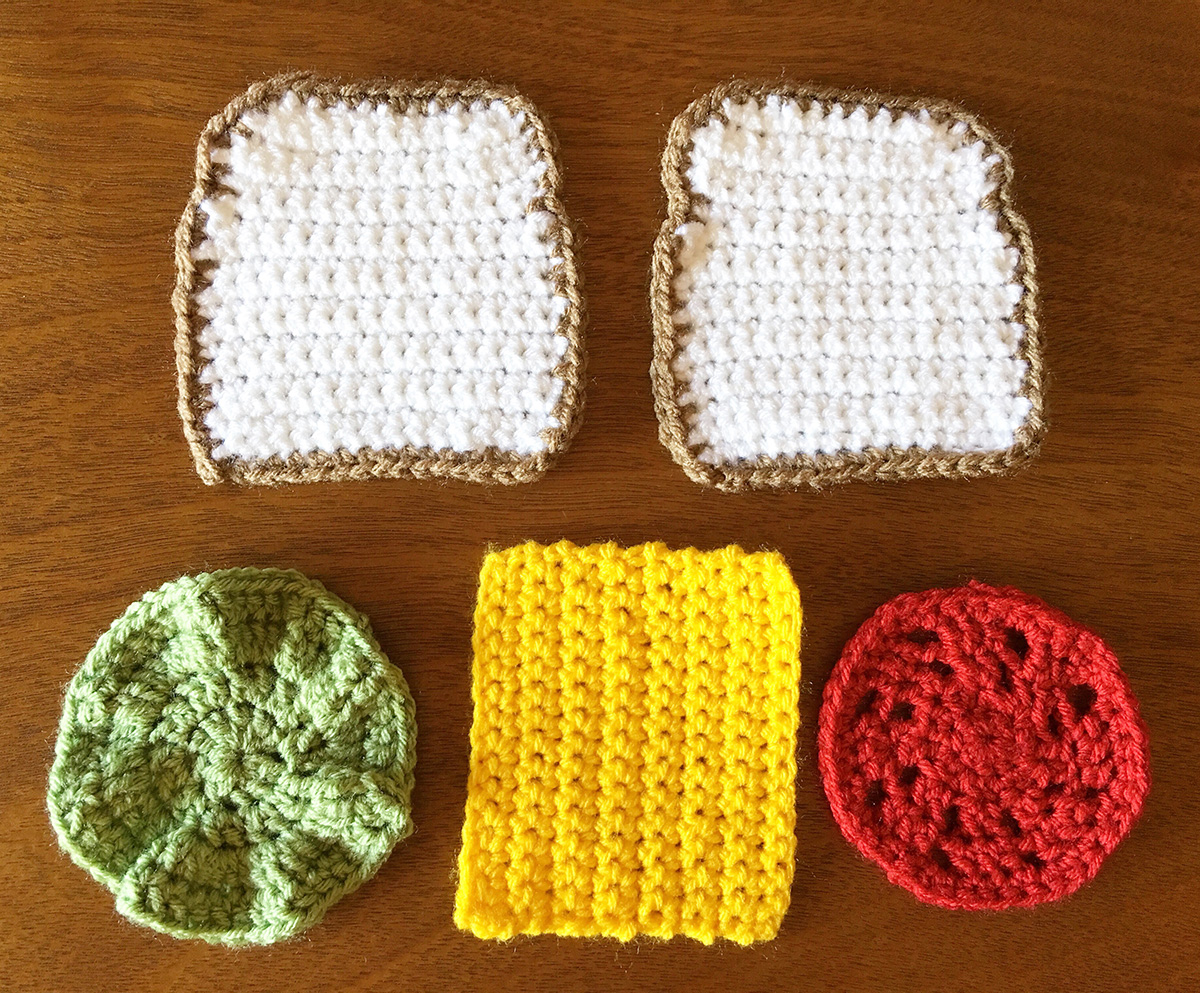 Crocheted Drink Coasters Stack Up as a Veggie Sandwich