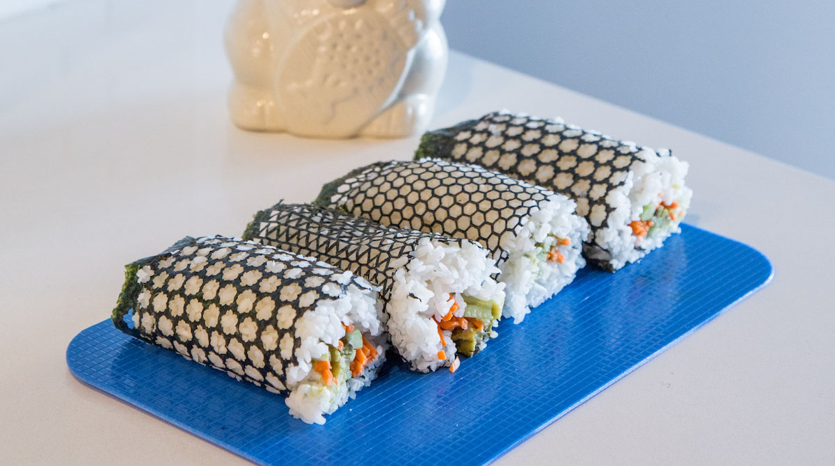 Laser-Cut Patterns in Nori for Stylish Sushi
