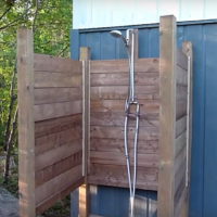Building a Rustic Outdoor Shower for Informal Camp Life