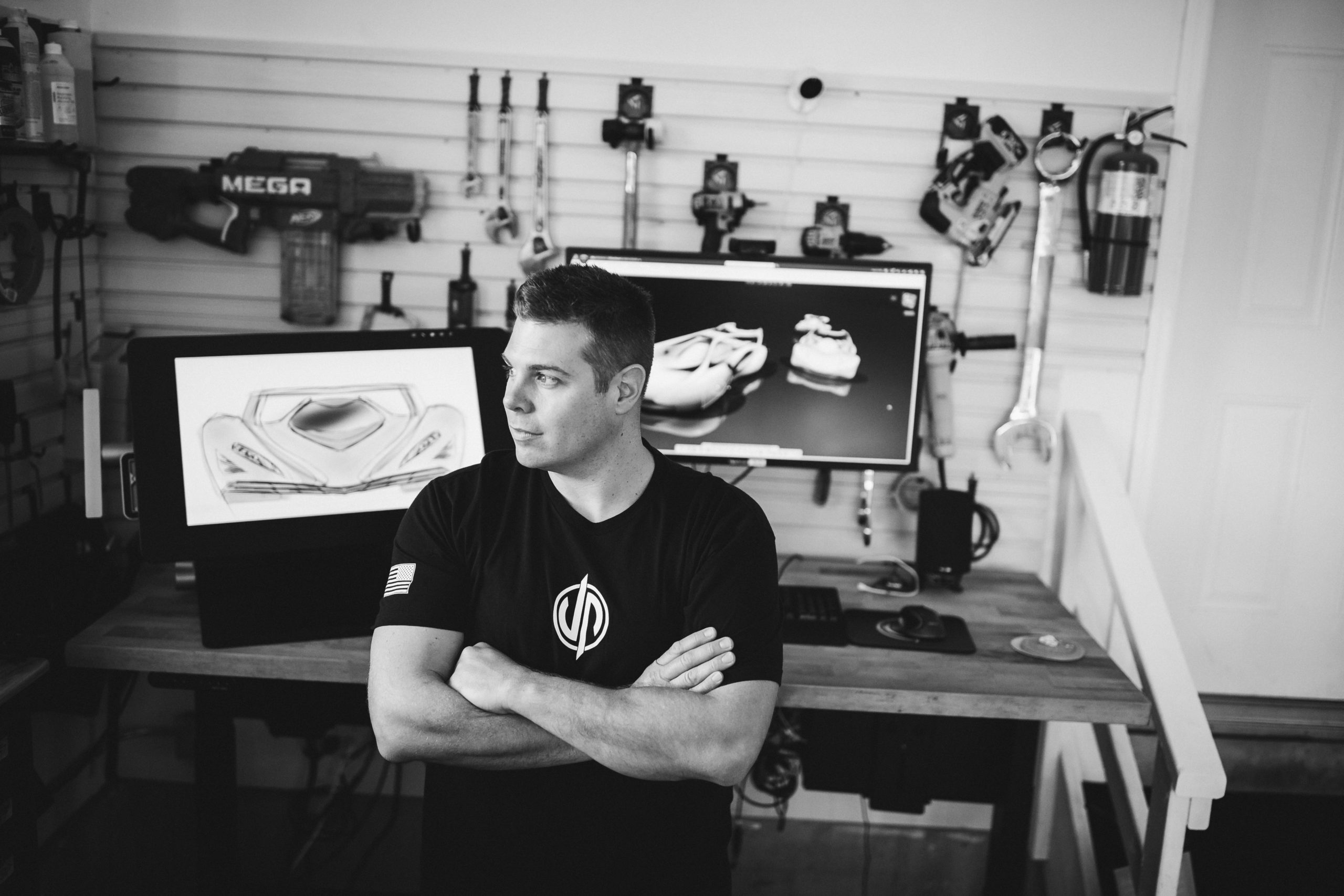 Jason Pohl in his home workshop
