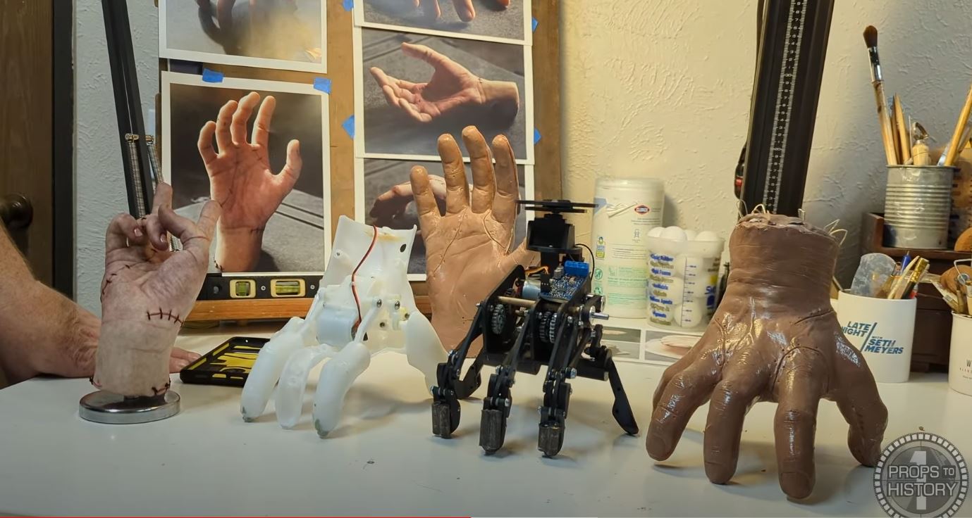 A Closer Look at the Fully Animatronic Version of the Hand From Netflix’s Wednesday