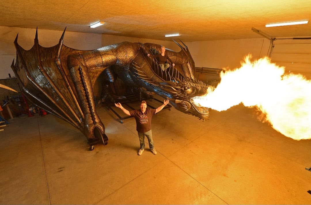 It Took Two Years For This Man To Sculpt This Massive Fire Breathing Steel Dragon