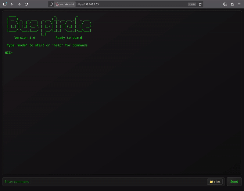 Interfaz UART del ESP32 Bit Pirate en acción